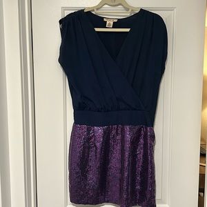Mini dress- navy and sequins - cap sleeve